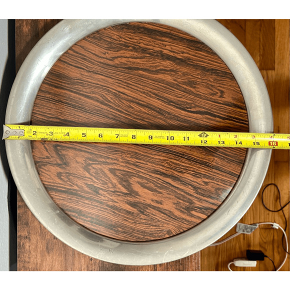 Vintage Kirk Stieff Pewter Tray Wood Grain Cocktail Serving Centerpiece MCM 16" - Picture 9 of 9